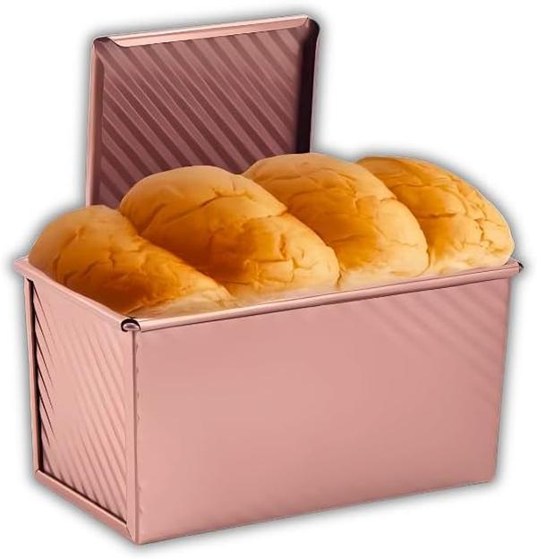 FIDZ PAN Loaf Pan with Lid, 1 lb Dough Capacity Non-Stick Bakeware for Baking Bread, Carbon Steel Corrugated Bread Loaf Pan with Lid Baked Sturdy