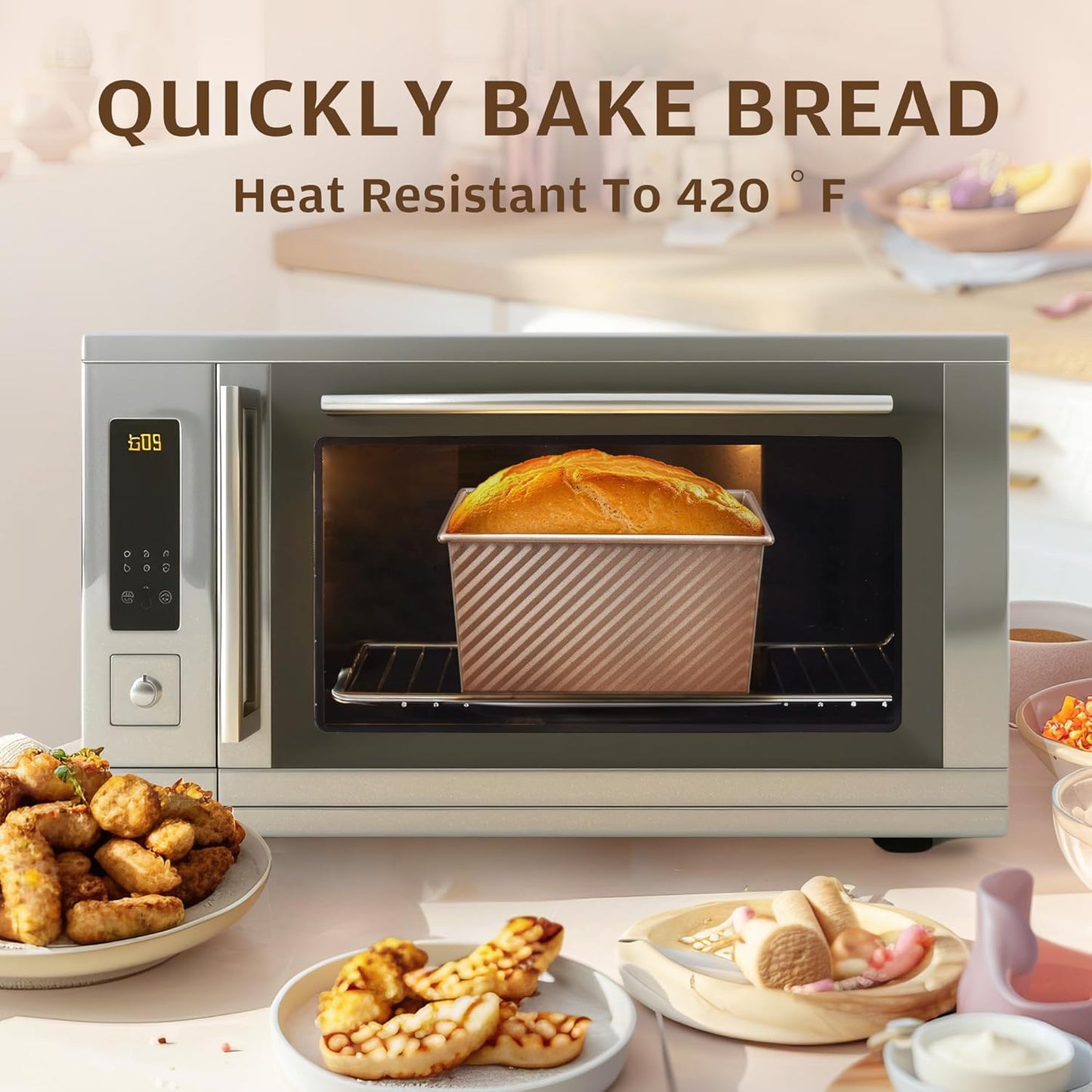 FIDZ PAN Loaf Pan with Lid, 1 lb Dough Capacity Non-Stick Bakeware for Baking Bread, Carbon Steel Corrugated Bread Loaf Pan with Lid Baked Sturdy