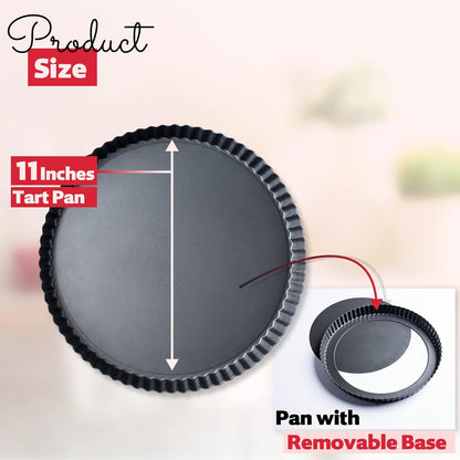 Tart Pan 11 Inch Non Stick Removable Bottom