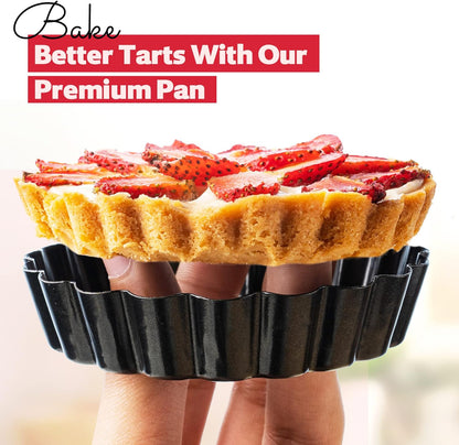 8 Pack Mini Tart Pans 4 Inch with Removable Bottom