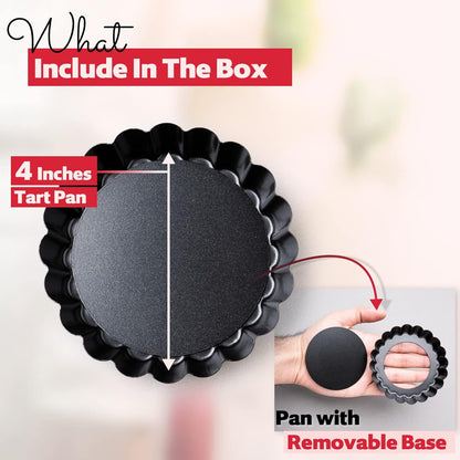 8 Pack Mini Tart Pans 4 Inch with Removable Bottom